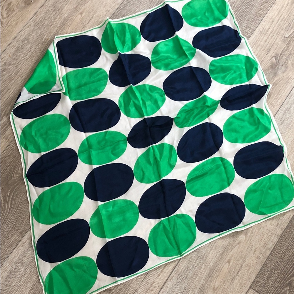 Green and Navy Polka Dot Scarf - Women's Accessory